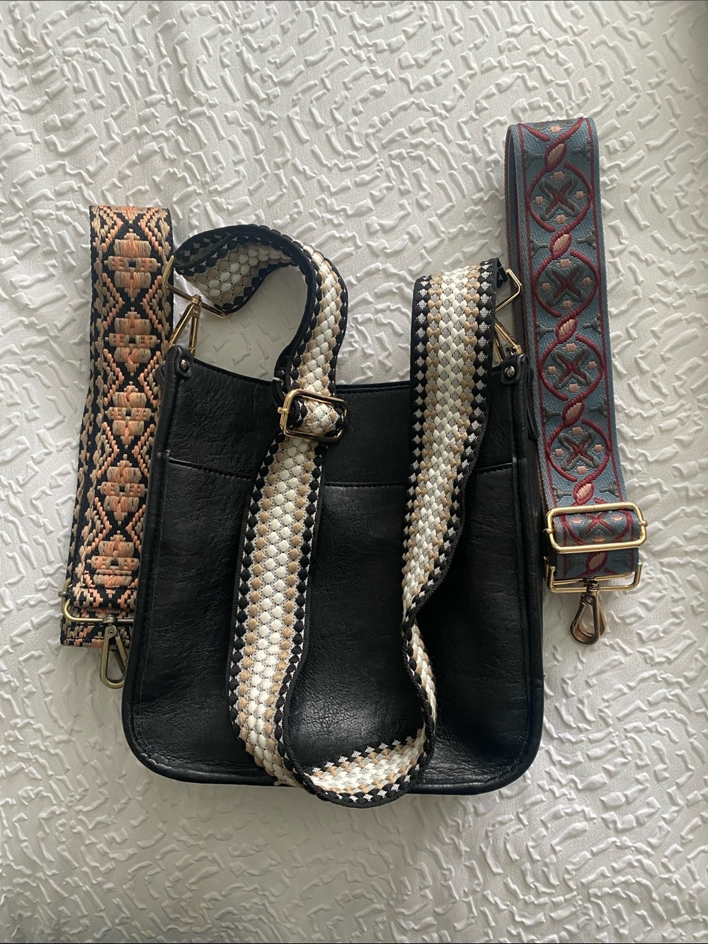Excel Con Faux Leather JENN & CO Crossbody Bag with Adjustable Patterned Stra